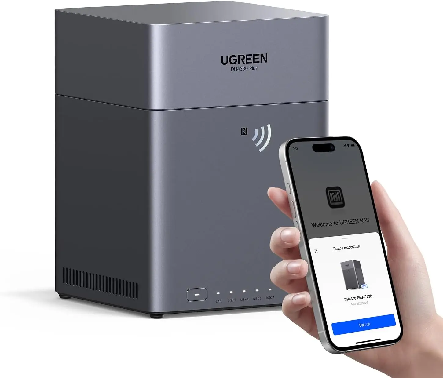 UGREEN NASync DH4300 Plus 4-Bay NAS 120TB (Diskless) Remote Access AI Photo Album Beginner-Friendly 8GB RAM Network Storage