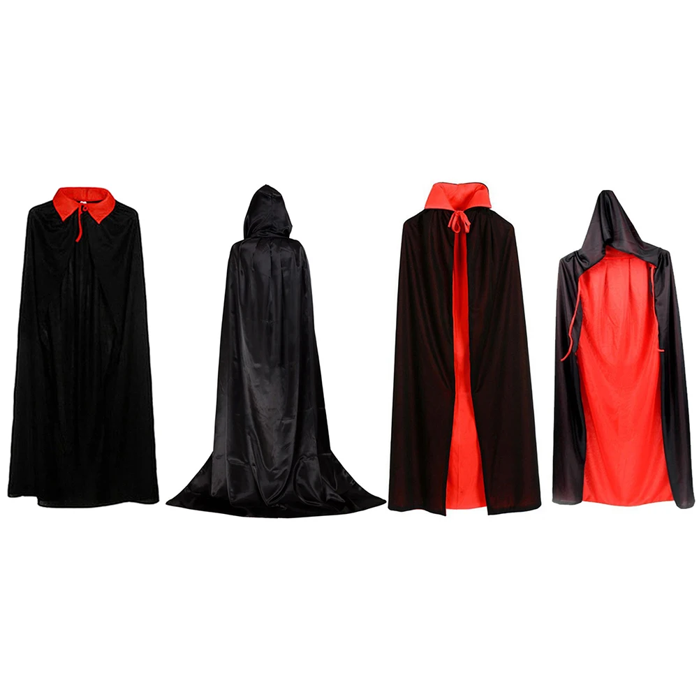 Halloween Cosplay Costume with Long Hooded Medieval Cape Witch Grim Reaper Medieval Dress for Kids Adult Party