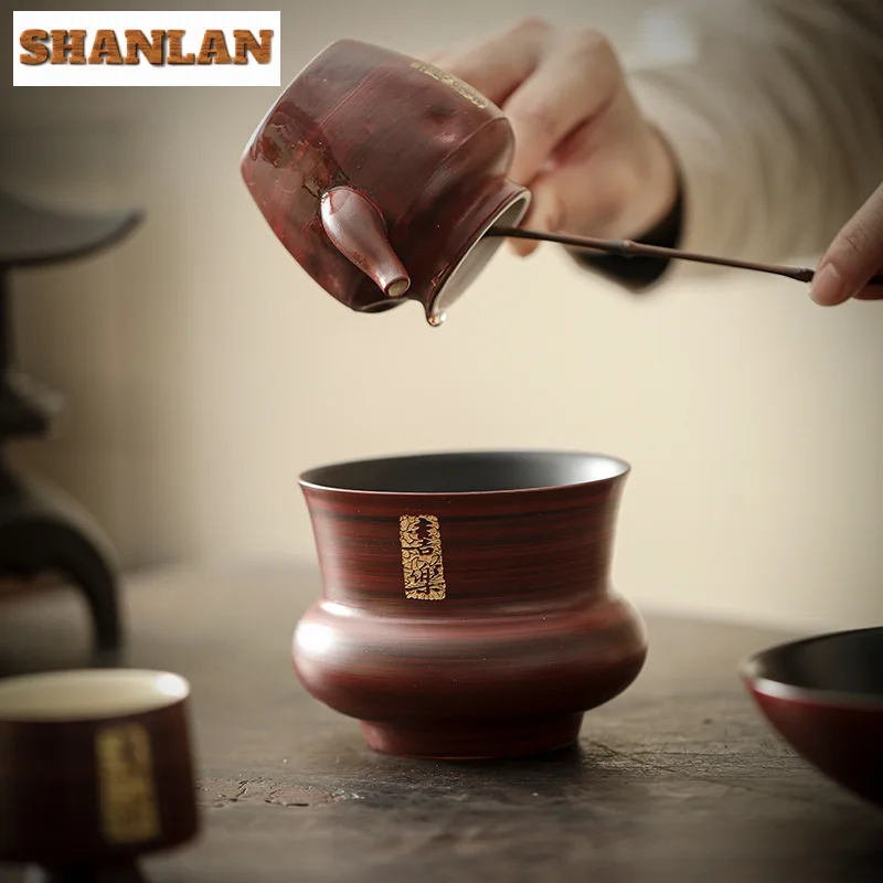 Powder Yin Hawthorn Red Ceramic Jianshui Zen Tea Washing Basin Writing-brush Washer Chaxi Tea Items Accessories 400ml Collection