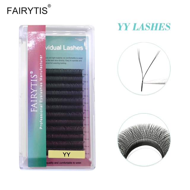 FAIRYTIS Y Shape Eyelashes Extension Triple Tips Fake Soft Light YY Lashes C/D/L/CC/DD Curl Hand-woven Natural Cilias Makeup