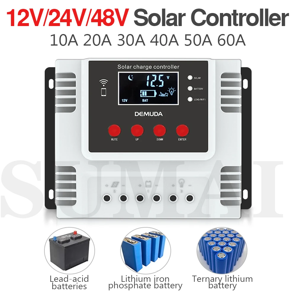 

Солнечный контроллер заряда с WIFI 12 В/24 В/48 в авто 10A20A 30A 40A 50A 60A LCD USB интерфейс интеллектуальная фотогальваническая система