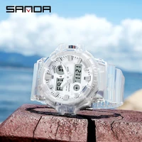SANDA Fashion Transparent Sport Mens Watch Casual Military Quartz Wristwatch Waterproof Student Clock relogio masculino 3100 1