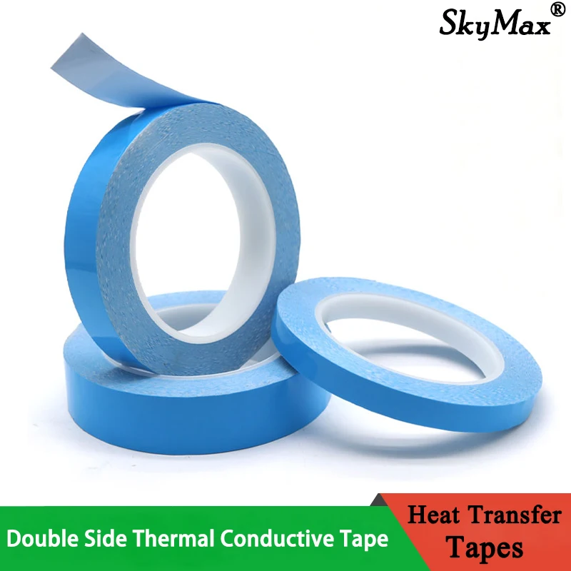 25M Double Side Thermal Conductive Tape 8-25mm Width Blue Heat Transfer Tape Adhesive Cooling Heatsink for Computer CPU GPU
