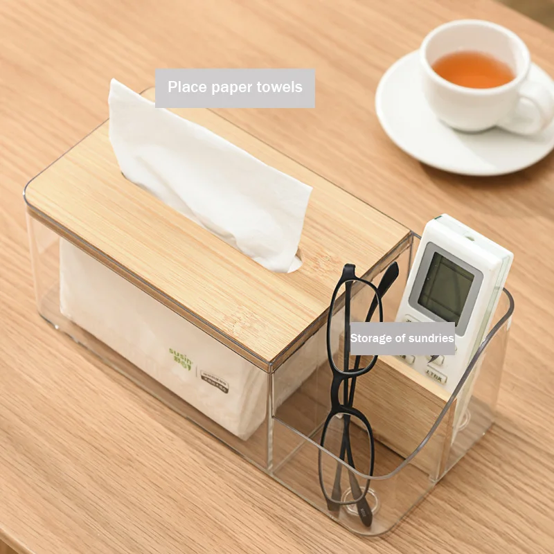 Tissue box multi-functional remote control storage box home living room dining room desktop decoration wooden cover