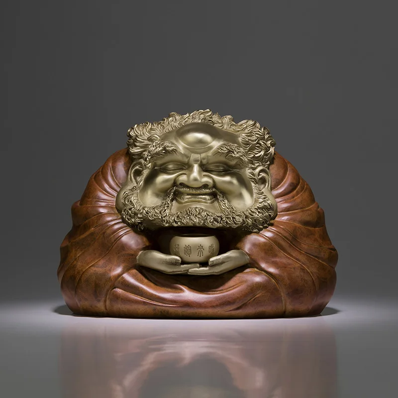 

LARGE Buddhism COPPER sculpture Bodhidharma Tamo Monk Maitreya Lucky Dharma Buddha God statue Spiritual Worship HOME living ROOM