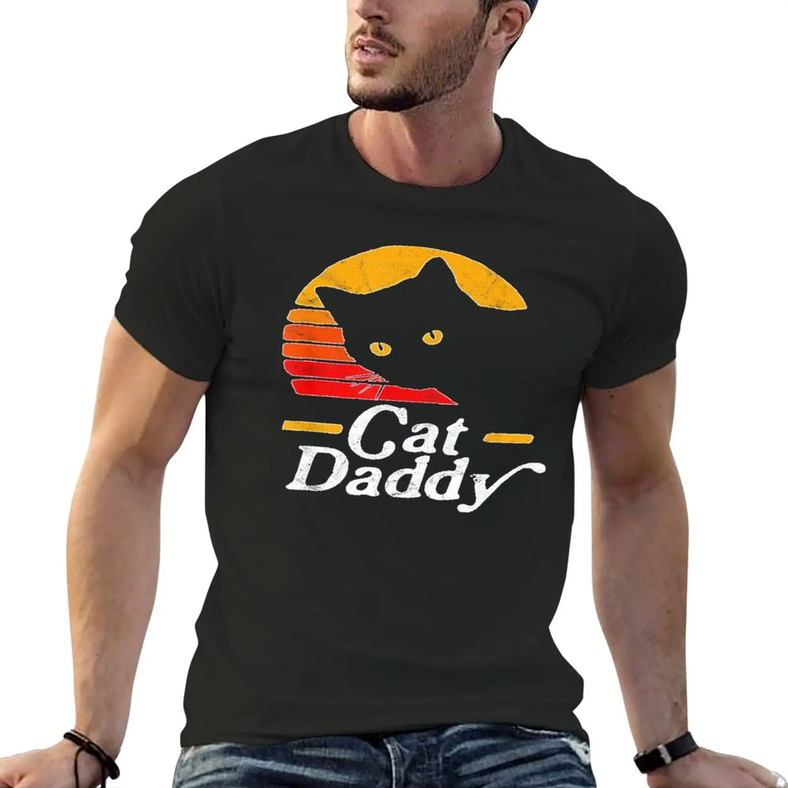 

New Cat Daddy Shirt Vintage Eighties Style Cat Retro Distressed T-Shirt tees sports fan t-shirts designer t shirt men