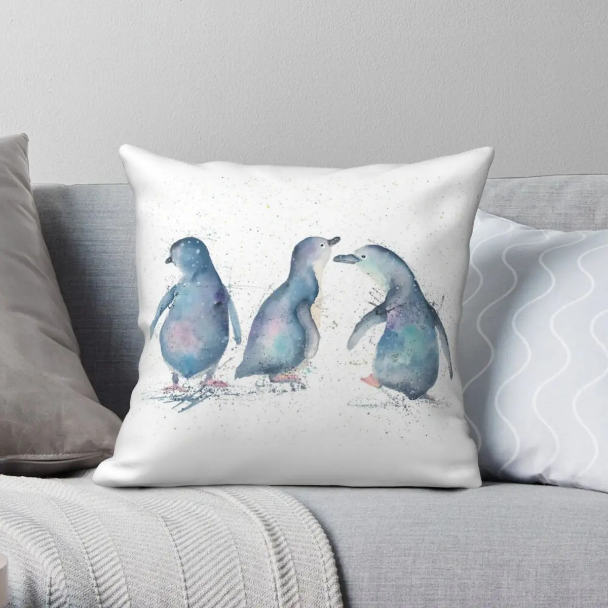 

Penguin Cute Square Pillowcase Polyester Linen Velvet Creative Zip Decor Pillow Case Sofa Cushion Cover