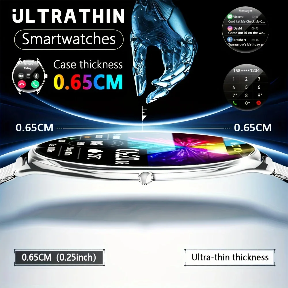 2026 New Ultra Thin Smart Watch Men 1.43" AMOLED Display Bluetooth Call Heart Rate Waterproof Smartwatch Ladies For Android iOS 1