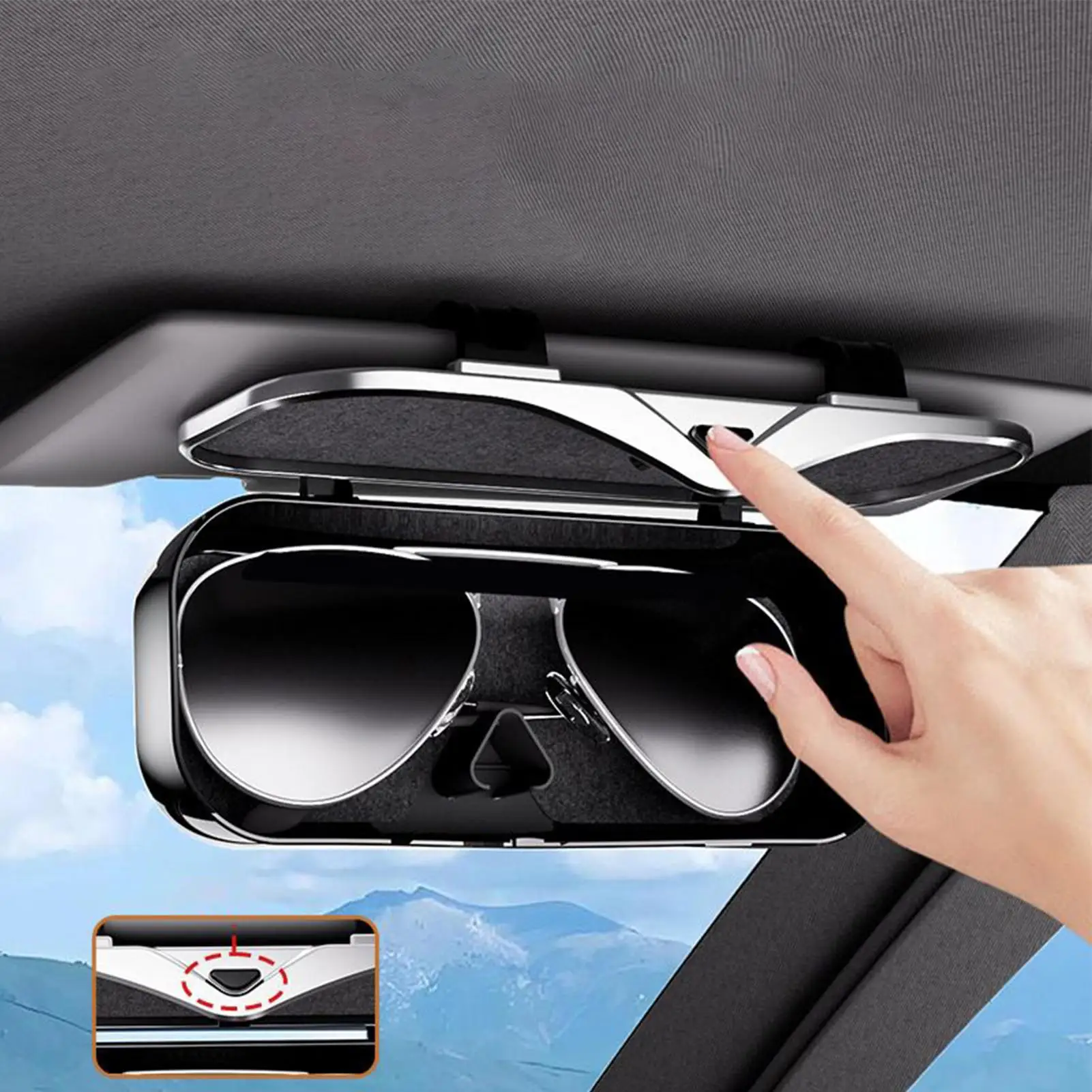 차량용 햇빛 가리개 안경 케이스, 차량용 바이저 선글라스 홀더, 선글라스 케이스, 충격 방지 보호대, 정리함, 슬리브 박스, 안경 가방