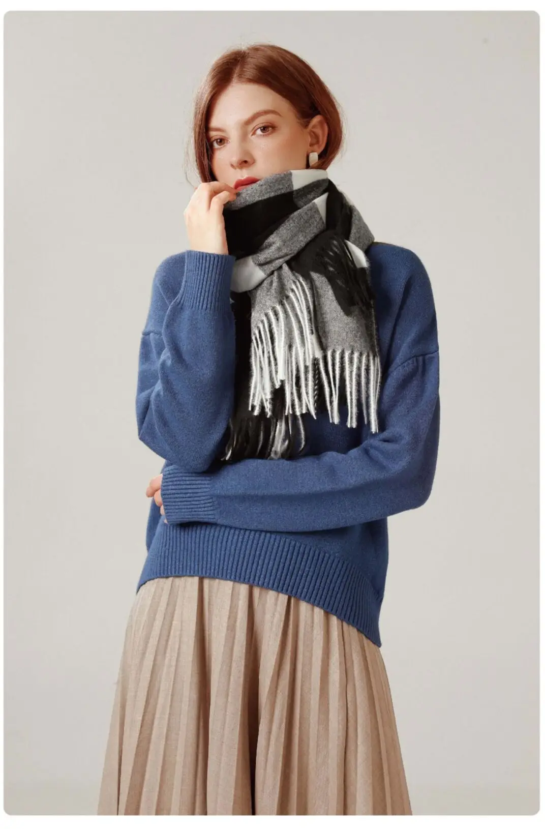 Bufanda de cuadros a rayas Chal de mujer Diseño elegante nueva bufanda de cachemira de imitación otoño-invierno_voghion.com