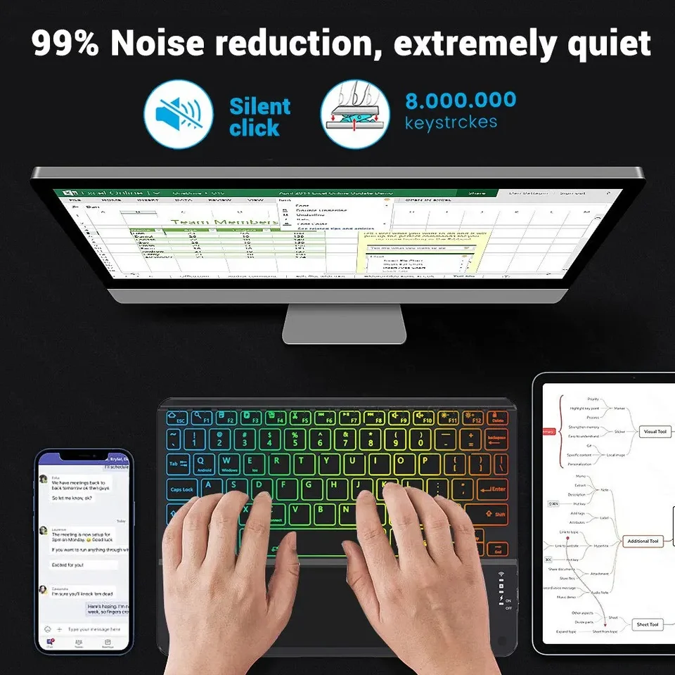 Tastiera wireless retroilluminata con touchpad per tablet e ipad_voghion.com
