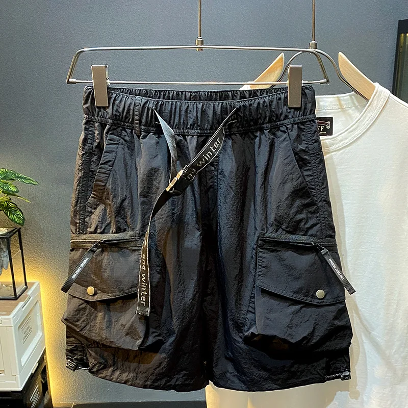 

Шорты-карго мужские повседневные, модные брендовые свободные прямые тонкие дышащие быстросохнущие брюки до колен, на лето