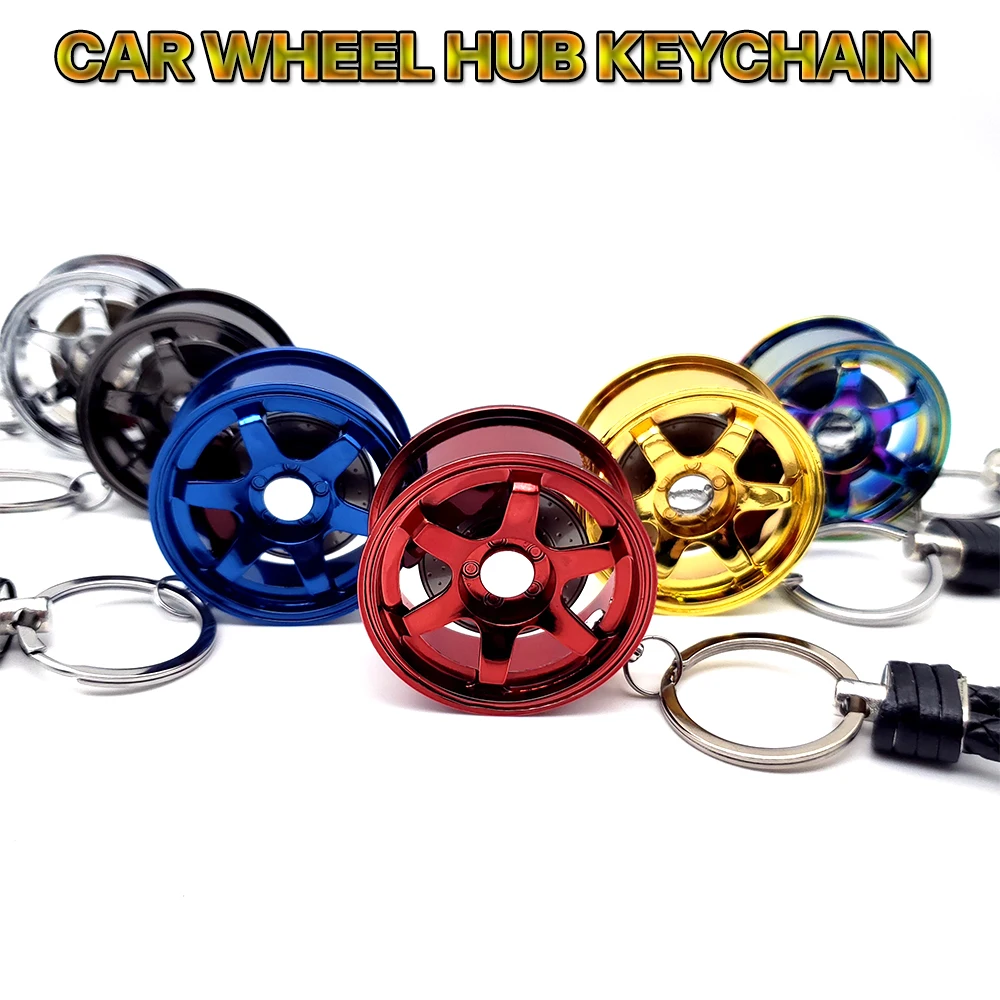 

Car Wheel Rims Keychain Wheel Design Car Wheel Hub Keyring Zinc Alloy Key Chain Wheel Rim With Brake Discs Car JDM Key Pendant