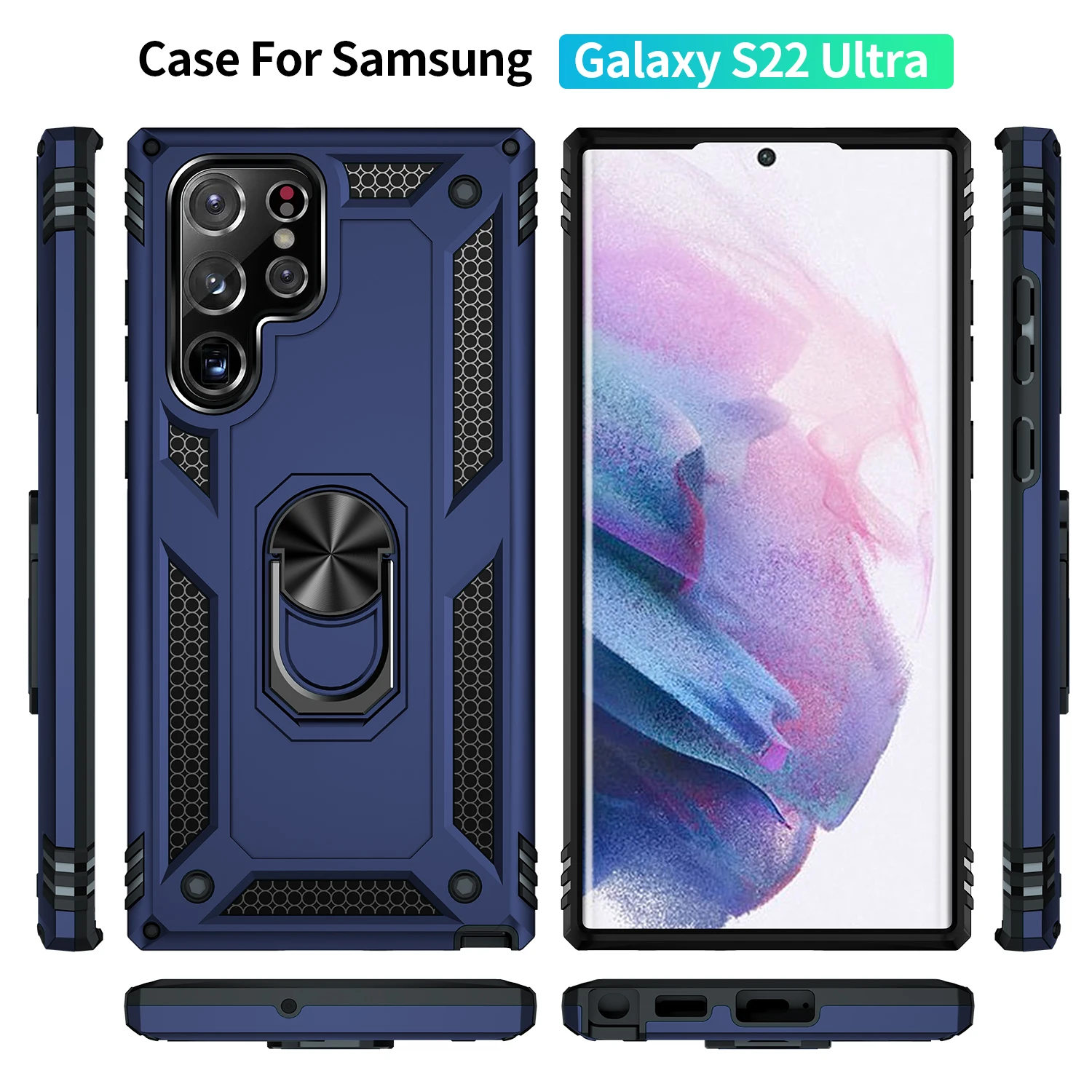 Custodia Magnetica Per Telefono Con Anello Per Auto Per Samsung Galaxy S22 Ultra Cover Per Samsung S22 Ultra Funda Galaxy S22 Ultra S22Ultra