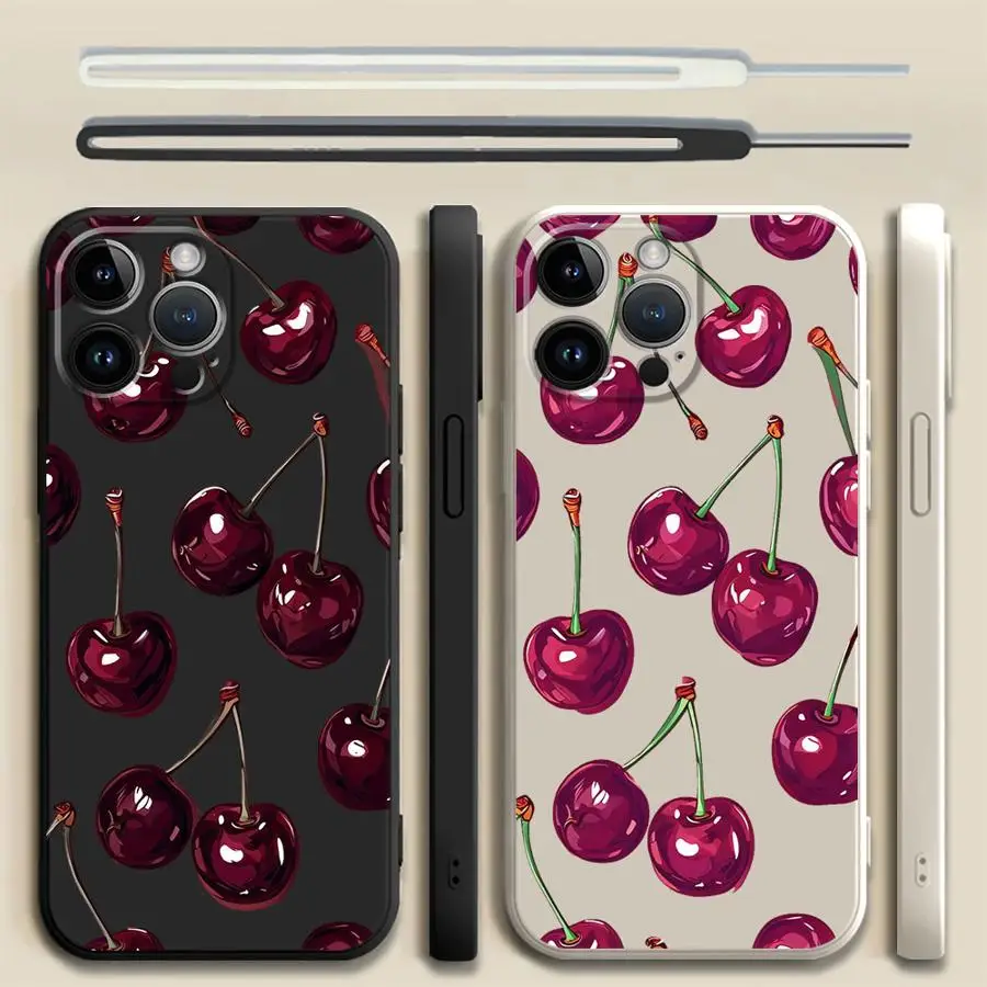 Charming Cherry Pattern Soft Cover Phone Case