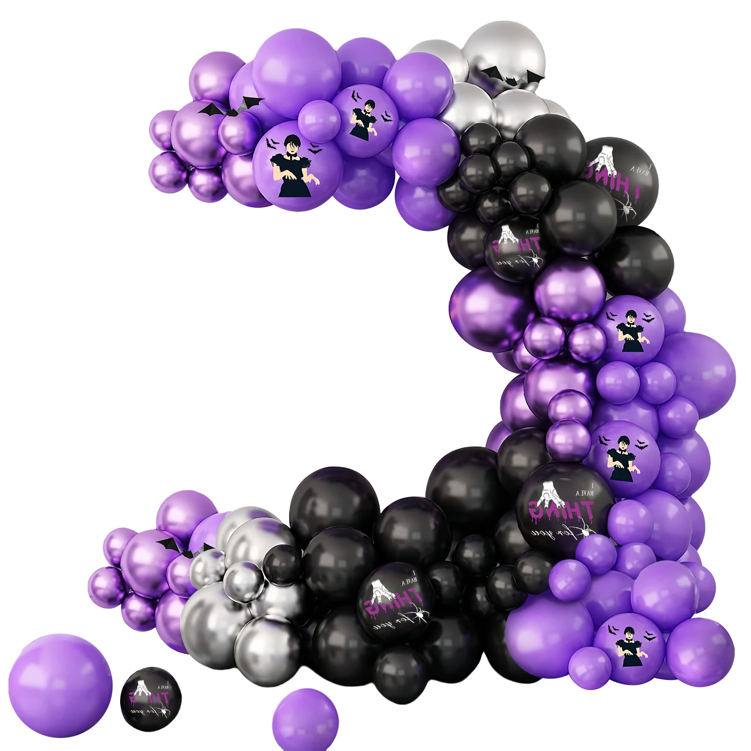 Purple & Black Balloon Garland Kit - 122 Piece Party Decoration Set With Balloon Chain & Glue Dots
