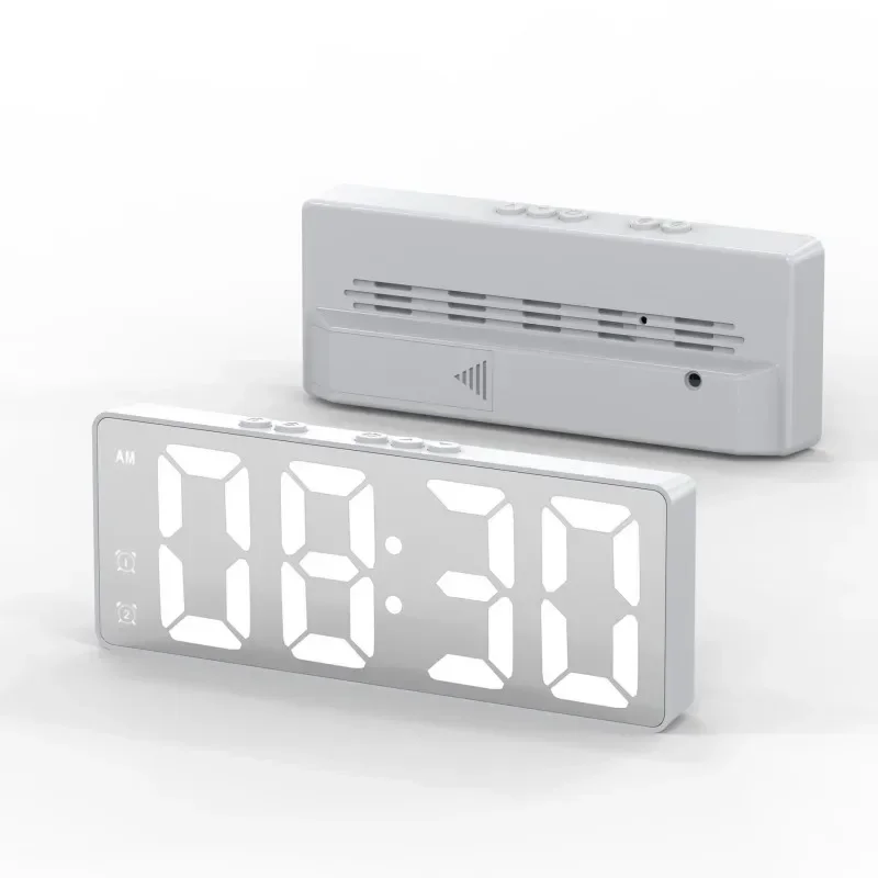 Enhanced LED Digital Alarm Clock with Voice Control, Dual Snooze, and Temperature Display