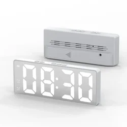 Enhanced LED Digital Alarm Clock with Voice Control, Dual Snooze, and Temperature Display (White)