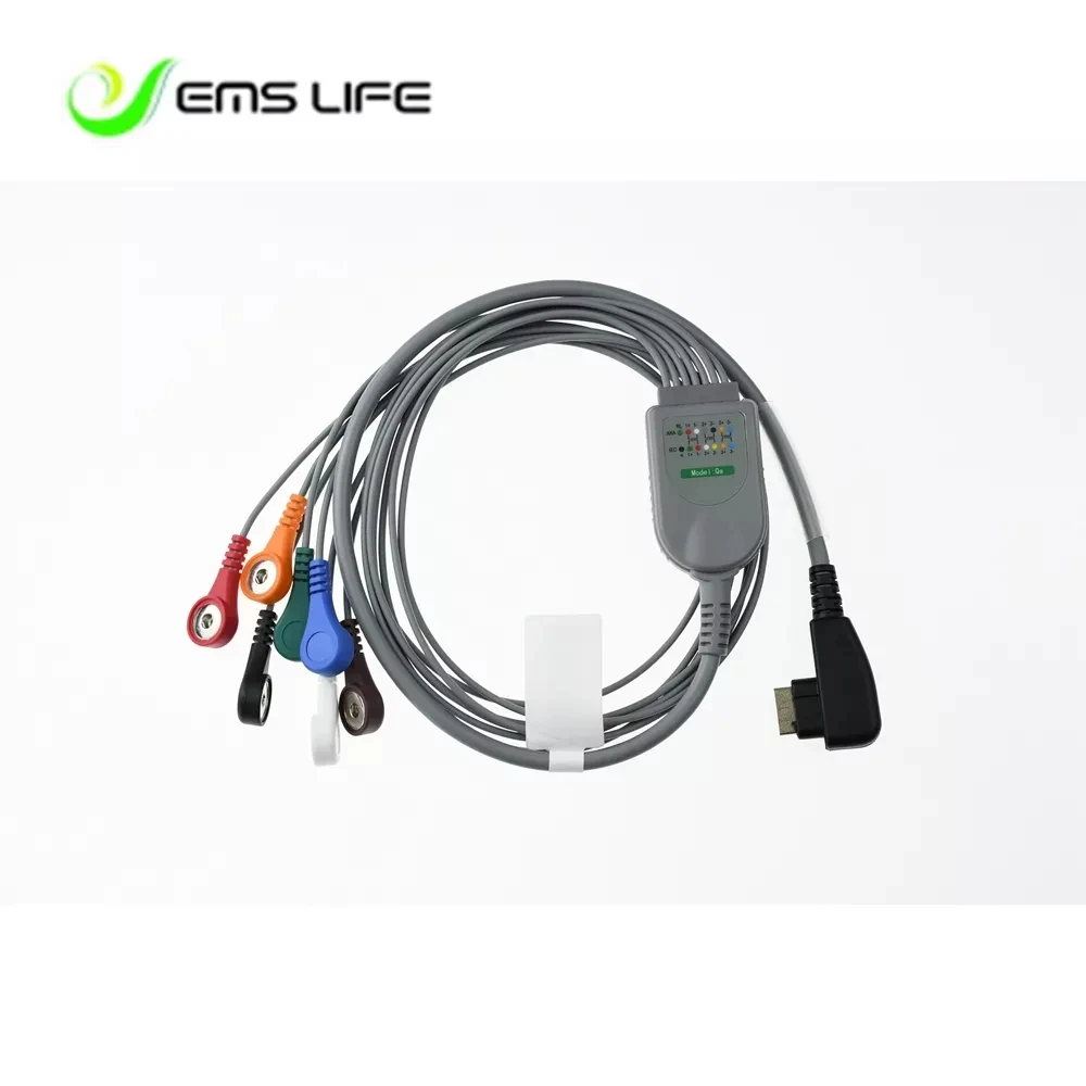 2022 wholesale DMS holter ECG cable 5/ 7/10 leads snap