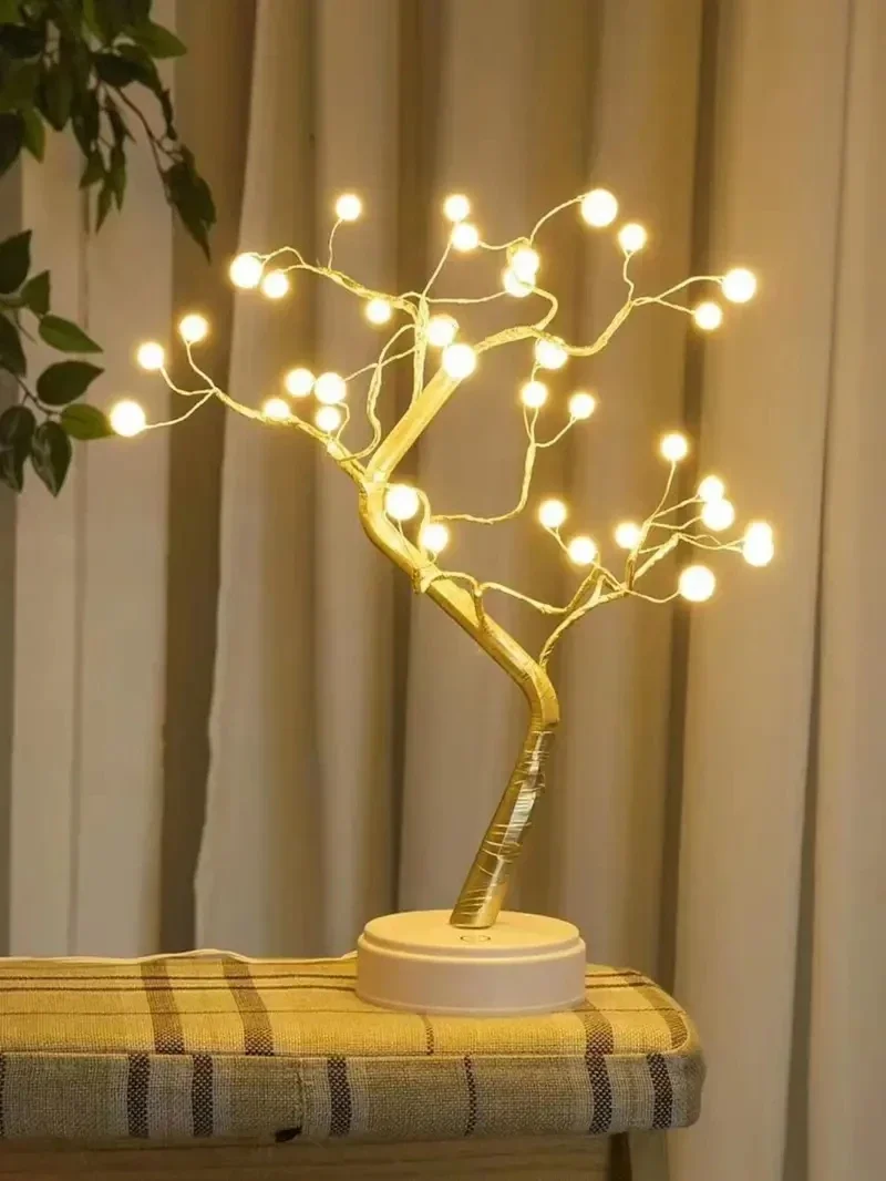 36 LED Pearl Tree Lamp for Tabletop Home and Bedroom Decoration Battery USB Operated Night Light with Soothing Ambient Light