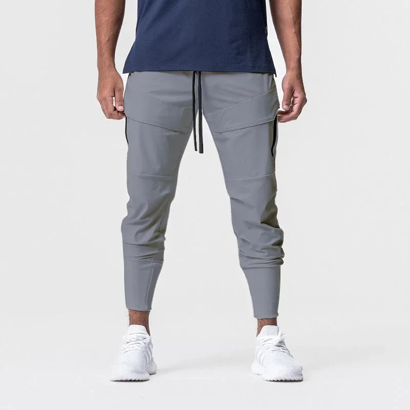 Quick Dry Fitness Long Pants Men's High Elastic Cuffed Sports Trousers Multiple Pockets New Hot Sale Of The Season Style Not Ava