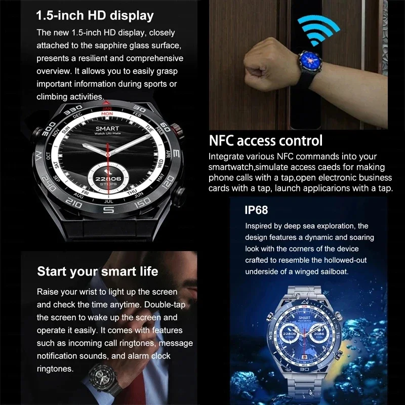 NFC Ʈ ġ  Ǯ ġ ũ  ȭ, GPS Ʈ ħ, ɹڼ, ECG, 1.5 ġ Ʈġ, ȵ̵ iOS, IP68