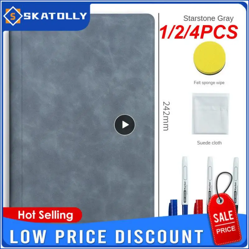 

1/2/4PCS Reusable Whiteboard Notebook Leather Memo Free Whiteboard Pen Erasing Cloth Weekly Planner Portable Stylish Office