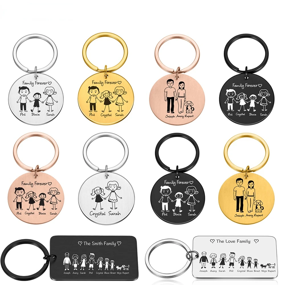 

Personalized Family Keychain Engraved Family Gifts for Parents Children Present Keyring Bag Charm Families Member Gift Key Chain