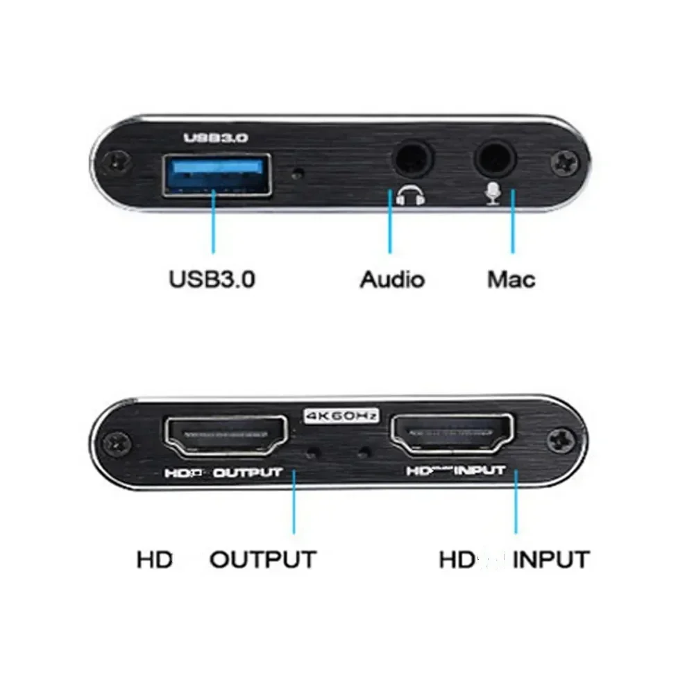 4K USB 3.0 Video Capture Card HDMI-compatible 1080P 60fps HD Video Recorder Grabber for OBS Capturing Game Card Live