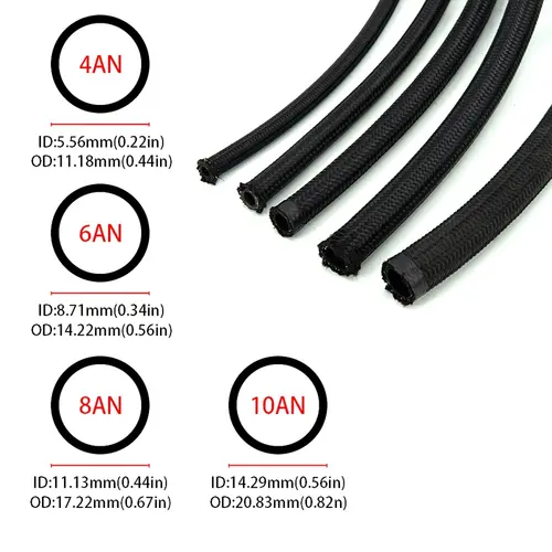 1M/3M/5M/6M AN4 AN6 AN8 AN10 Fuel Hose Oil Gas Cooler Hose Line Pipe Tube Nylon Stainless Steel Braided Inside CPE Rubber - Image 3