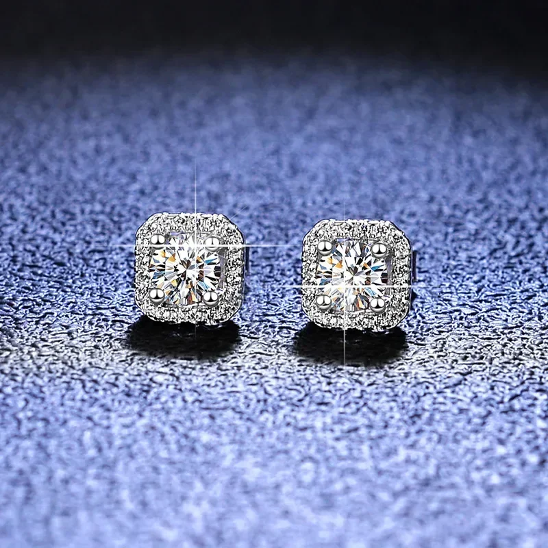 

Luxury Platinum Pt950 Moissanite Diamond Earrings for Women Deluxe Square Wrap D Color Wedding Earrings Jewelry
