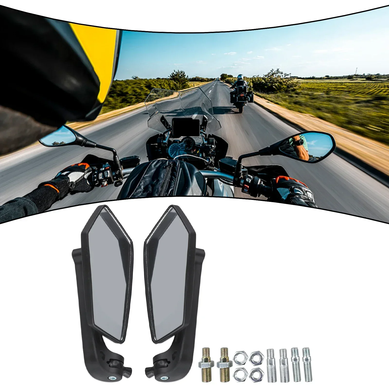 1set Motorcycle Side Mirrors Rearview Mirror Scooter Adjustable Rotating Mirrors Black Replacement Motorcycle Accessories