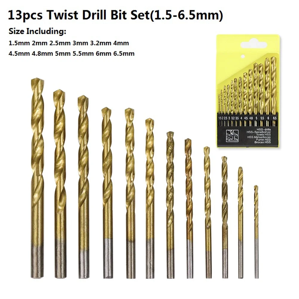 

Twist Drill Bit 1.5-12mm HSS Titanium Coated Gun Drill Hole Cutter Wood Metal Drill Bit Set