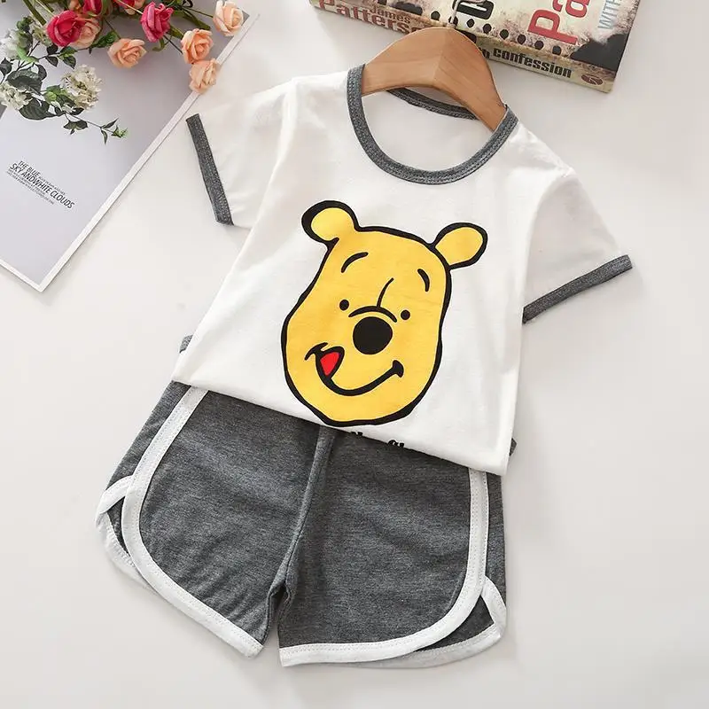 dad and baby clothing sets	 Cartoon Print Pure Cotton T-shirt +shorts Baby Unisex Pullover Loose Thin Short Sleeve Suits Boys And Girls Summer 2pcs Outfits baby boy clothing sets cheap	