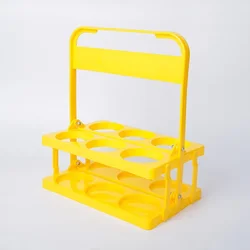 Compact Foldable Beverage Organizer - Durable Plastic Bottle and Cup Holder (Yellow-6holes)