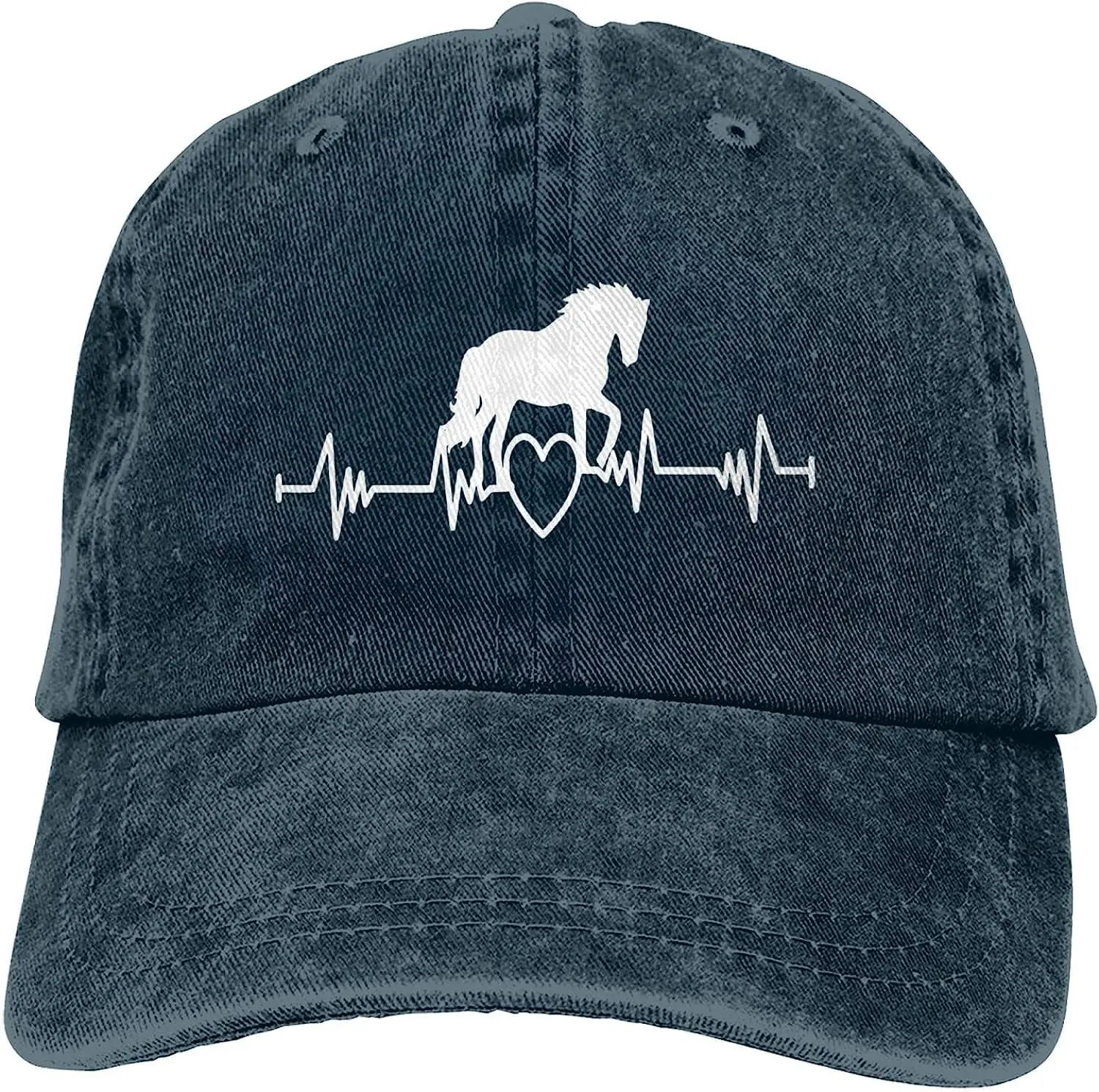 

Hot Fashion Women's Horse Heartbeat Baseball Cap, Adjustable Vintage Distressed Washed Hat For Women Men Travel Gift