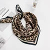 New 100% Real Silk Scarf For Woman Vintage Leopard Head Hair Scarfs Small Square Bandana Femme Office Neckerchief SD0201 1