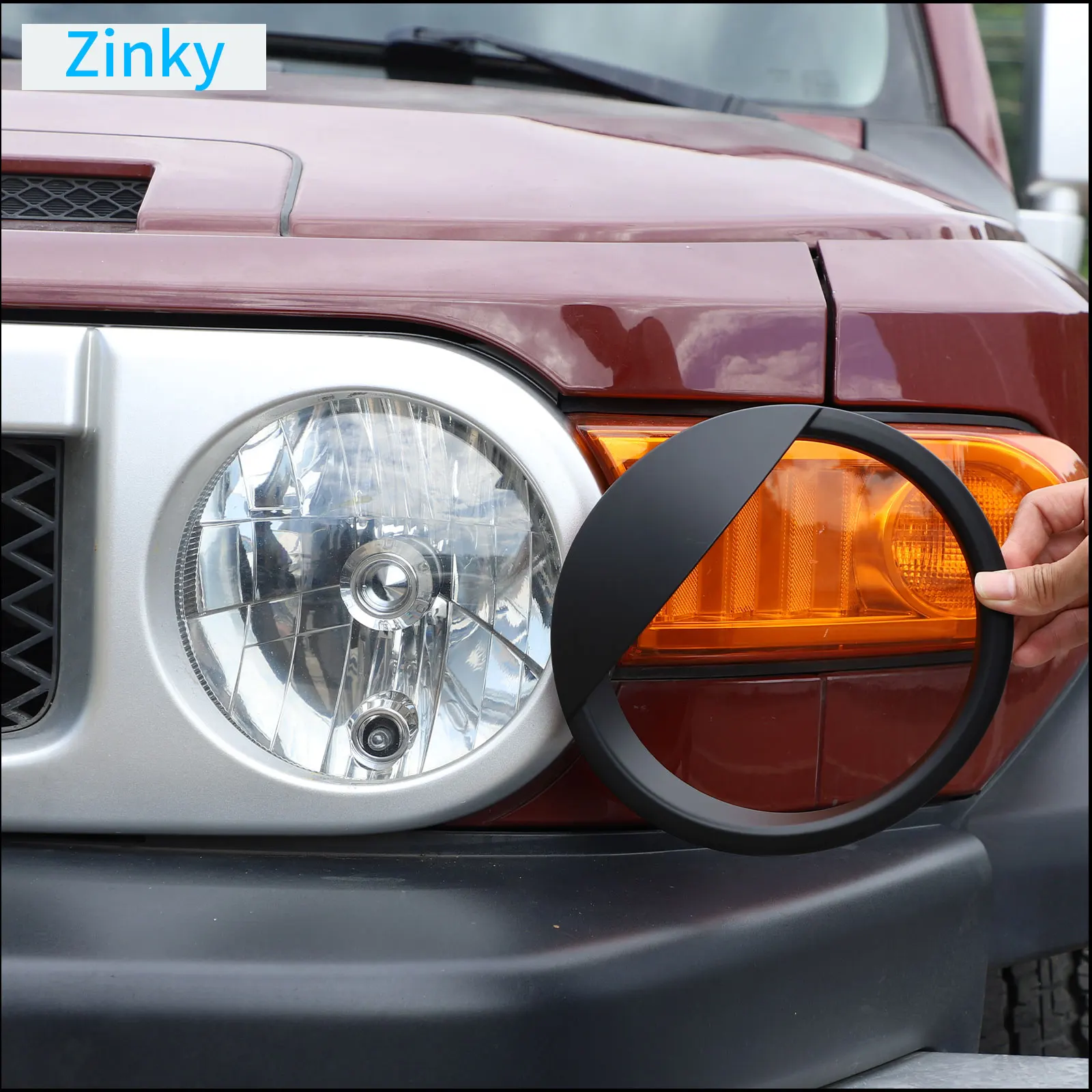 

For Toyota FJ Cruiser 2007-2021 Headlight Decoration Frame Angry Birds Eye Cover Bezel ABS Matt Black Exterior Accessories 2 Pcs