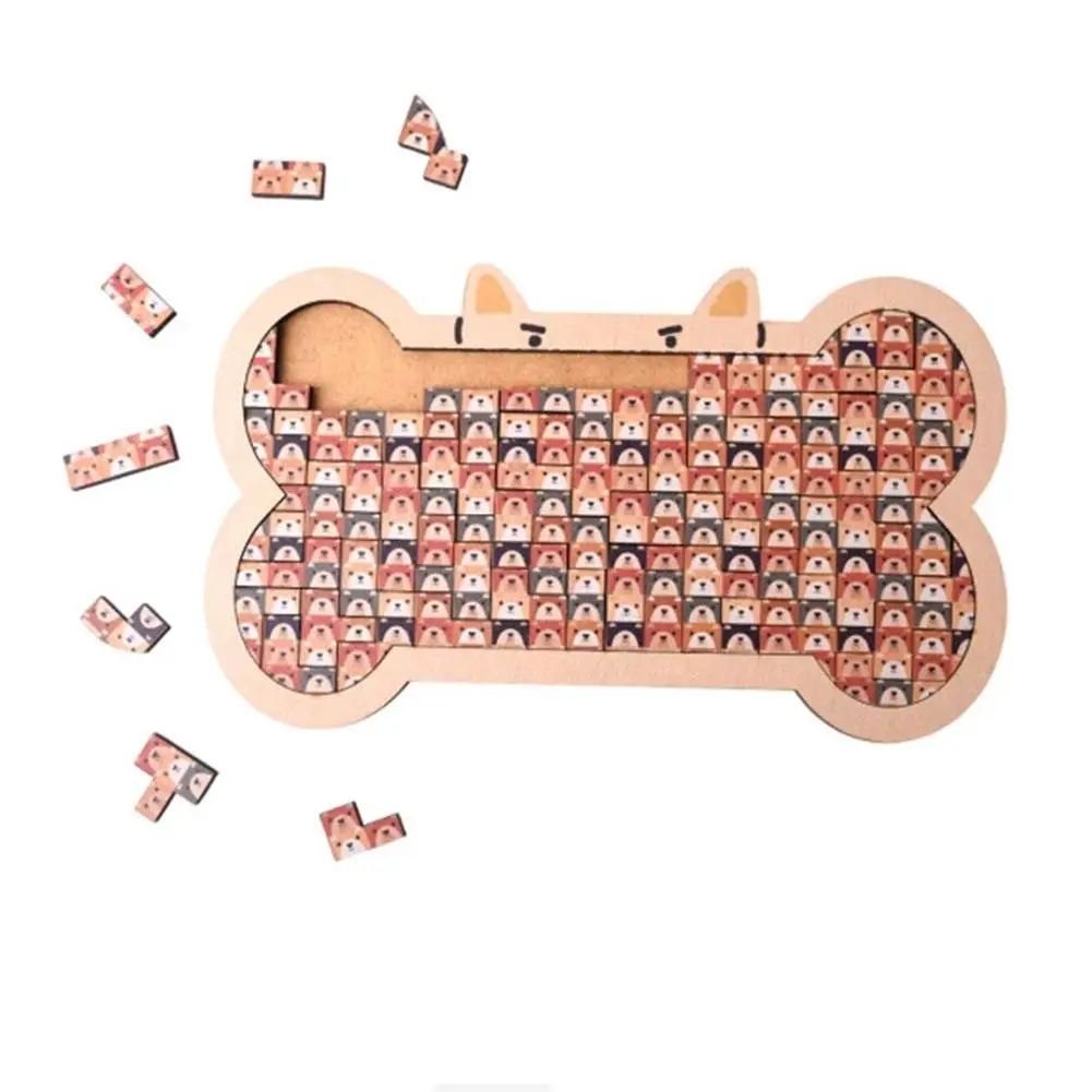 4 styles Wooden Puzzle Creative Gifts Stress Relief Puzzle Home Decor Rabbit Dog Snowman Cat Cartoon IQ Puzzles Jigsaw Toys
