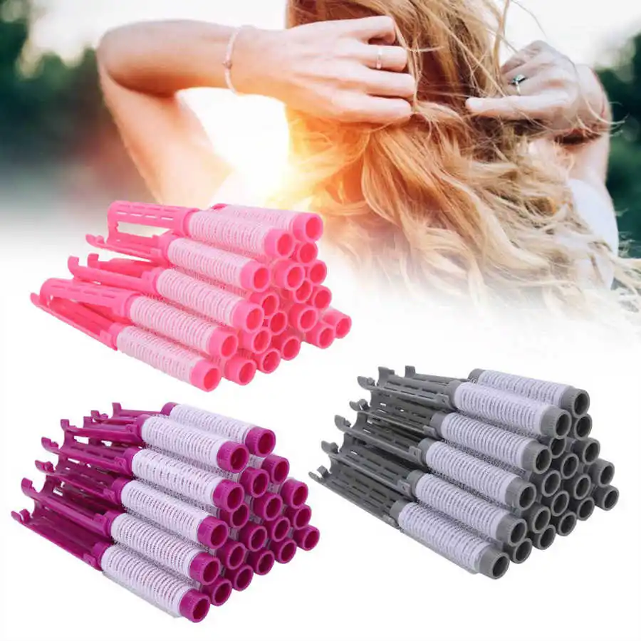20pcs Hair Perm Rods Fluffy Perming Rod Hair Roller Plush Lock Design Not Loose Non-irritant Curler Barber Hairdressing Kit