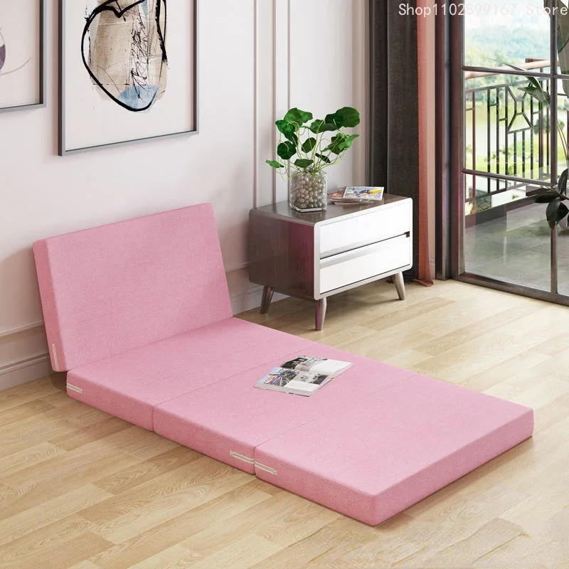 Simple Portable Folding Bed Thickened Four-Fold Sponge Nap Mattress Office Tatami Adult Escort Bed For Home Sleeping Mat Floor