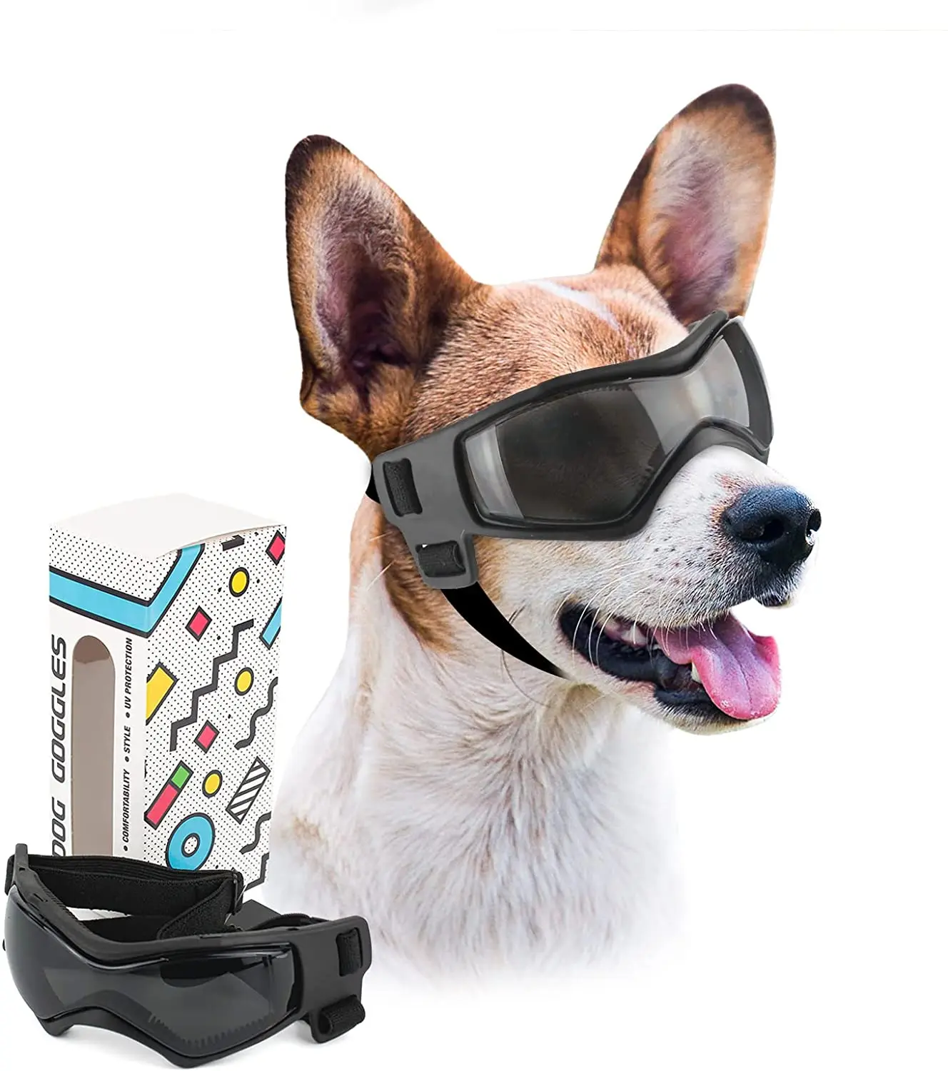 VIPet Dog Sunglasses/Snow Goggles with UV Protection for Dogs with A Glasses Bag 