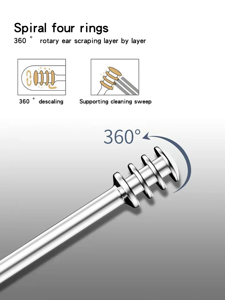 12 Stück Ohrstocher Edelstahl Ohr graben Werkzeug Set Spiral wachs Entferner für Perforation Reinigungs set Reinigungs mittel – Detail 5