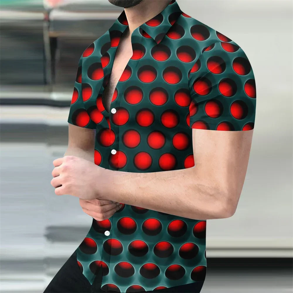 

New personalized fashionable cave pattern digital 3D printed short-sleeved lapel shirt summer men's casual fashion shirt XS-5XL