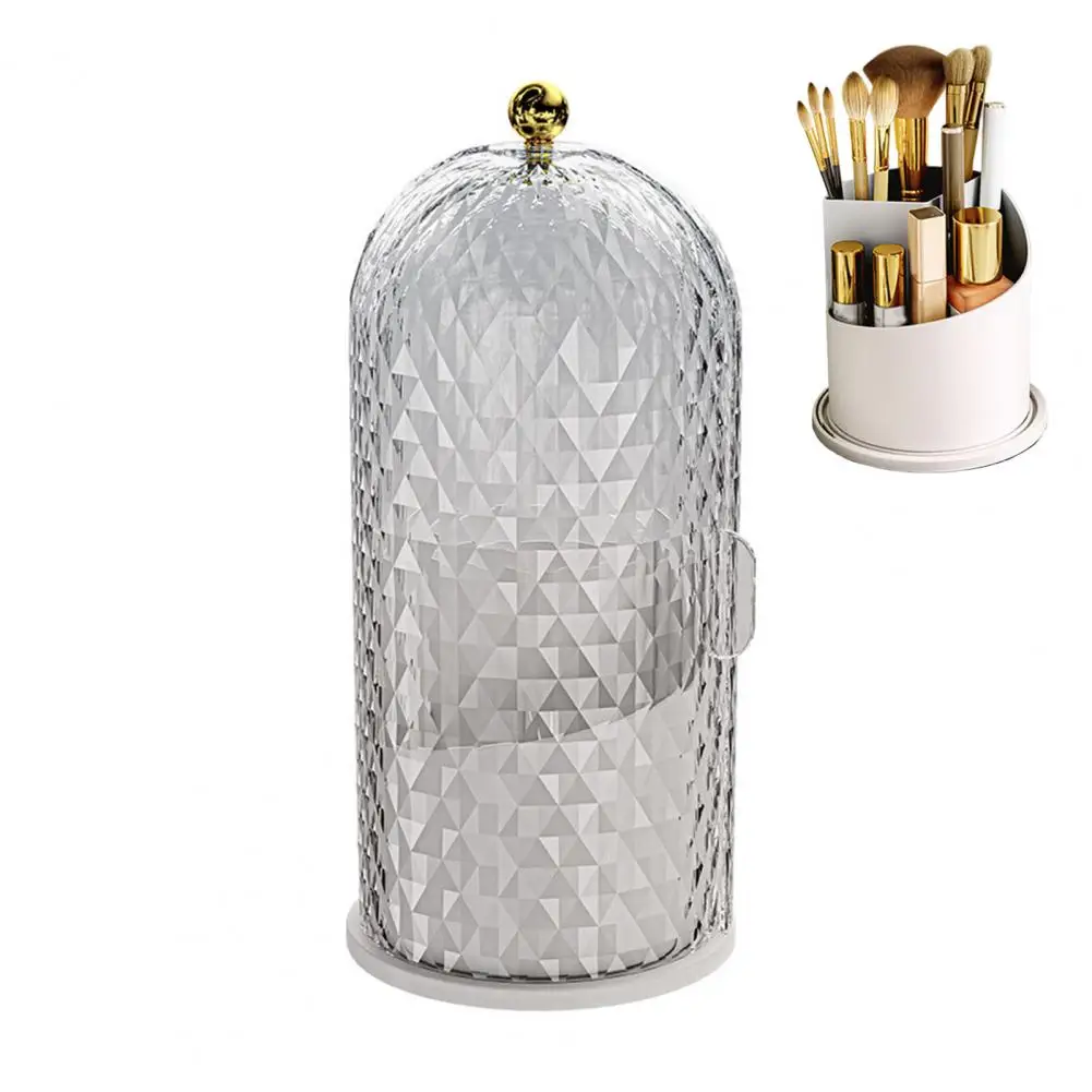 Rotating Toothbrush Holder 360-degree Rotating Toothbrush Makeup Brush Holder with Dustproof Cover Cosmetic Storage for Bathroom 3