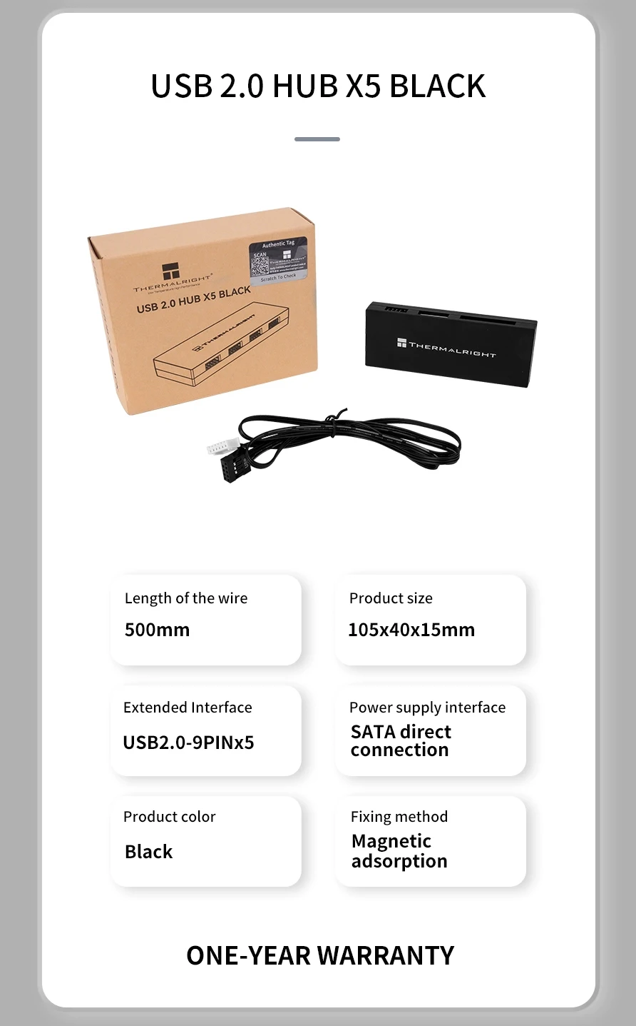 USB 2.0 HUB X5 5 ports 9-pin USB hub solves the problem of insufficient USB 2.0