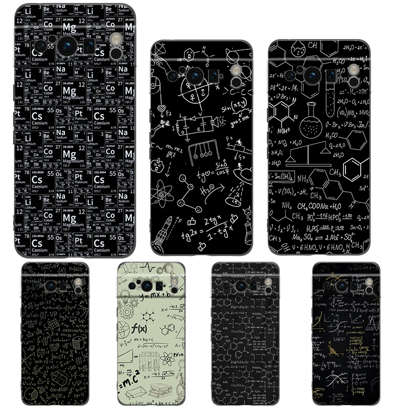 Elegant Black TPU Phone Case with Physics and Mathematics Design