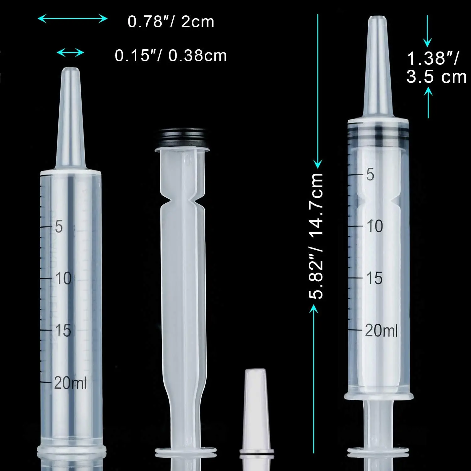 5 10 20 30 Without Needle！20ml Plastic Reusable Syringe Measuring Hydroponics Nutrient Syringe Oil Pump Pet Medicine Feeder 2