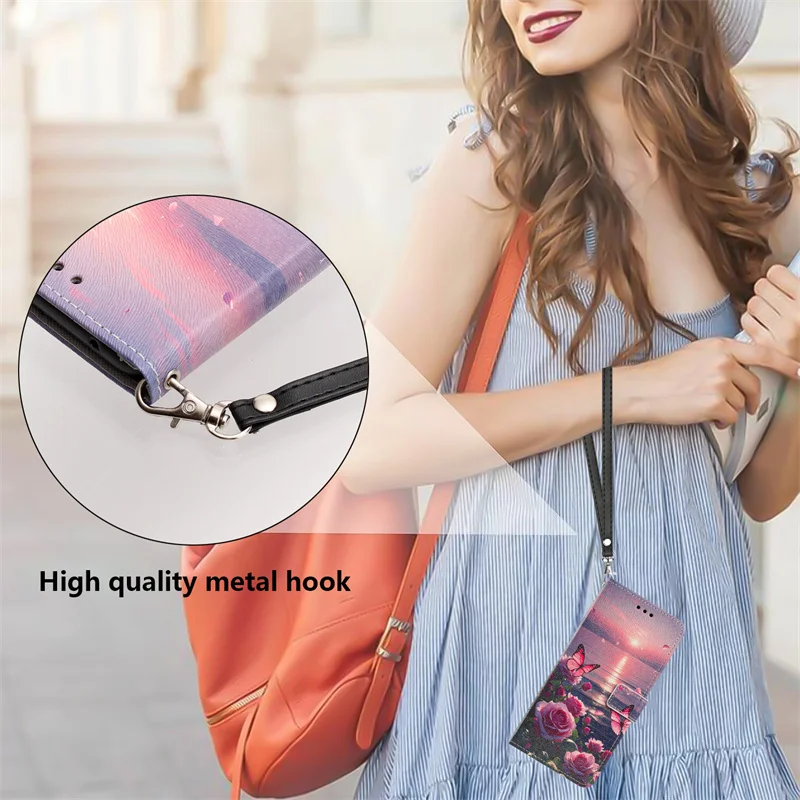 Sunset Painted Leather Wallet Phone Case