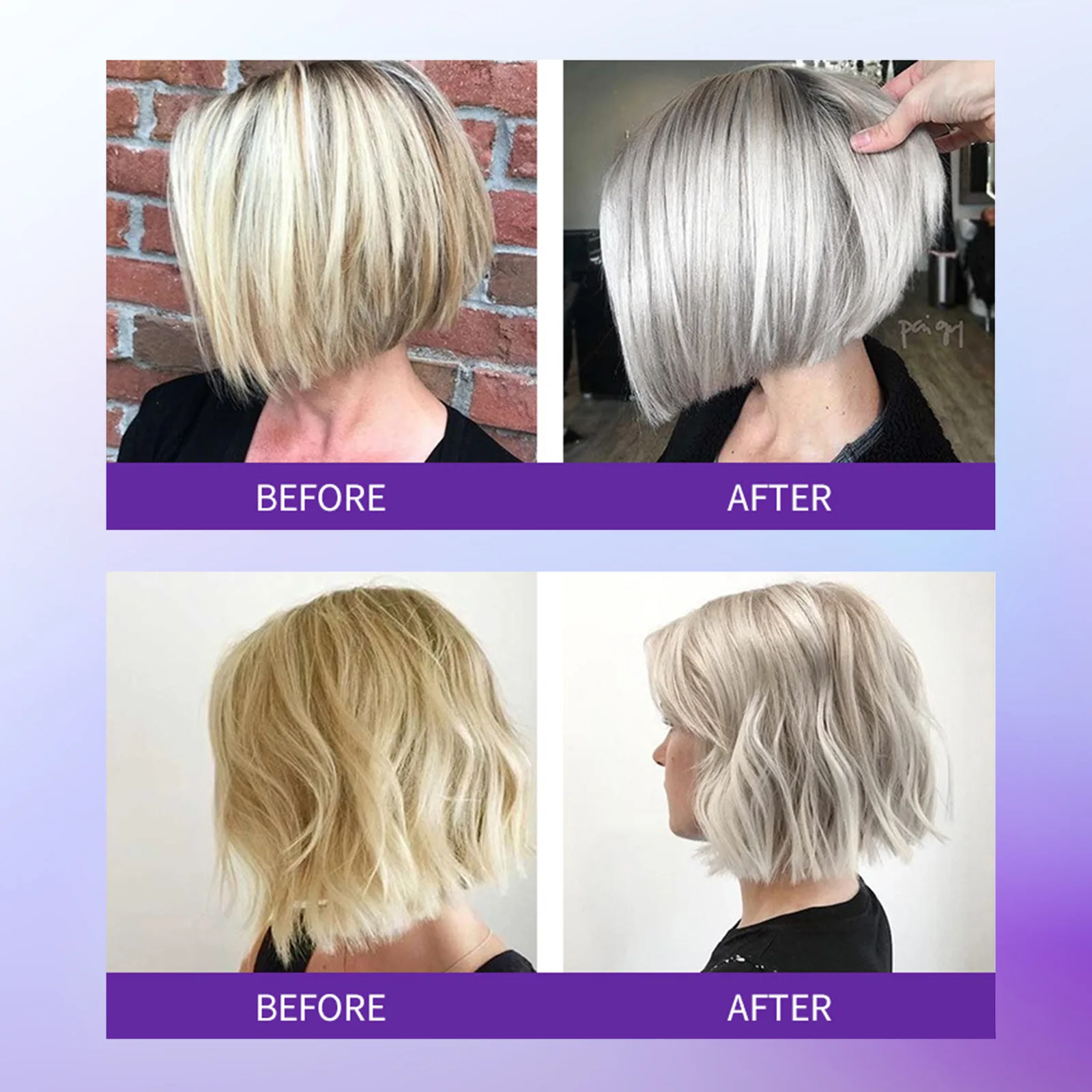 Shampoo Colorante Fissante per Capelli, Copre i Capelli Grigi, Anti-Giallo Dopo la Decolorazione, Shampoo Non Irritante Viola per Capelli Biondi - immagine 3